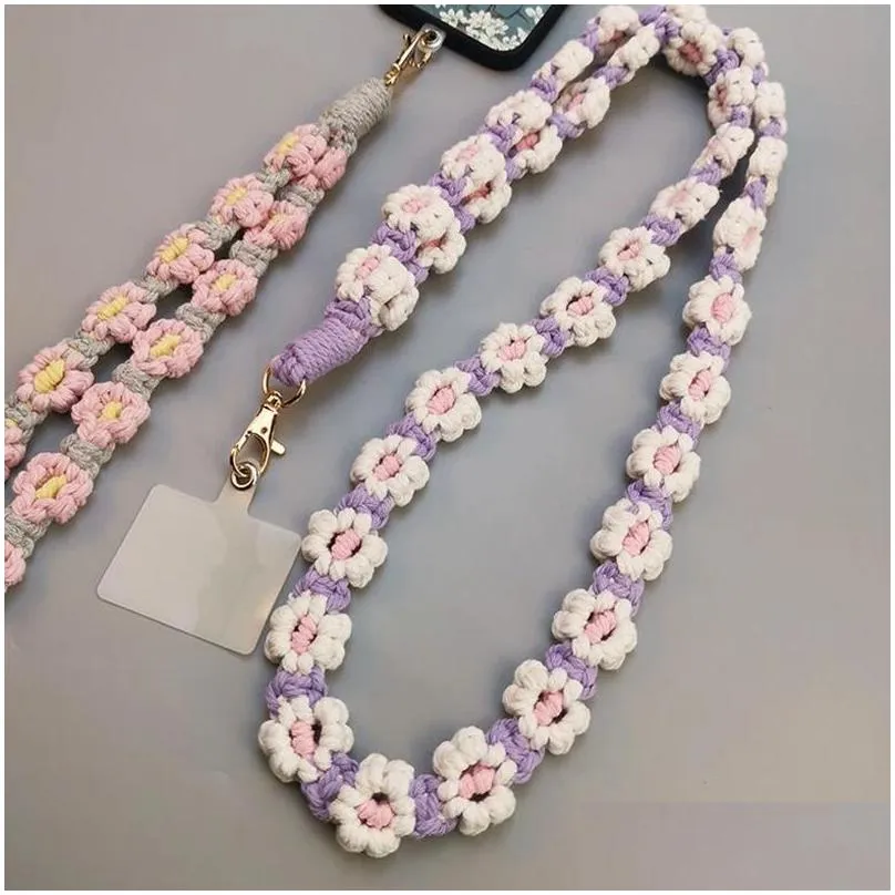 Long Diagonal Rope Anti Loss Small Mobile Phone Hanging Rope Daisy Flower Hanging Chain Universal Phone Case Hanging Rope Party Favor