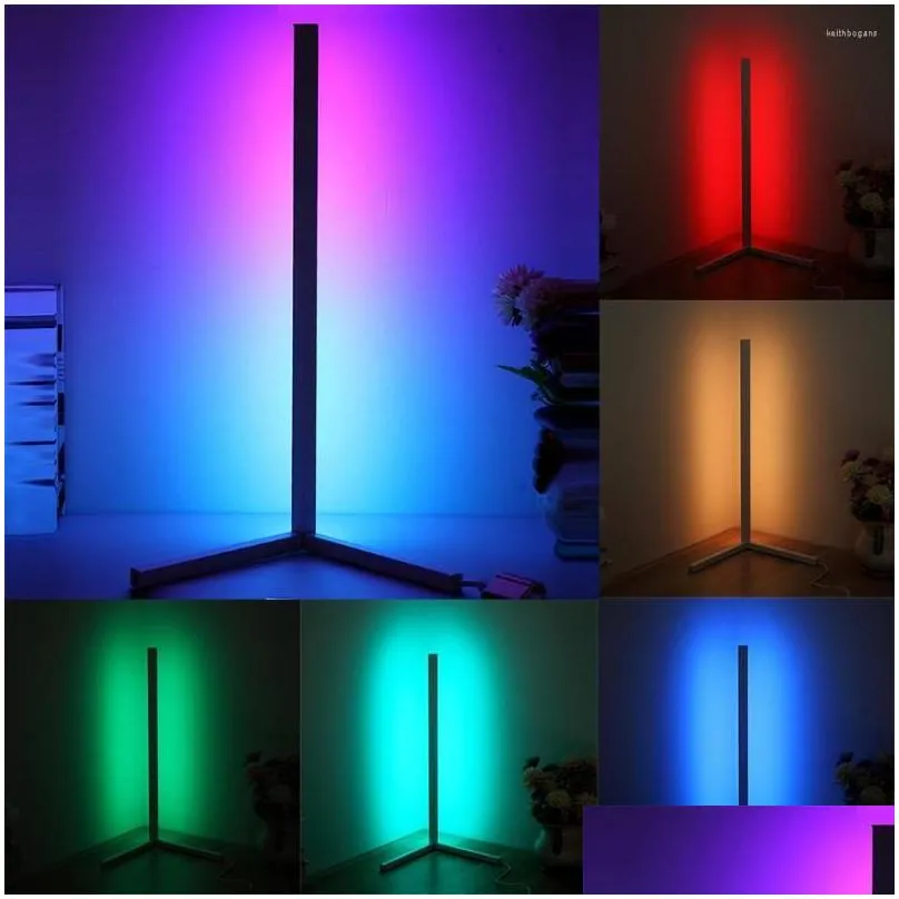 Table Lamps Led Floor Lamp Modern Rgb Light W/ Remote Control For Bedroom Living Room Atmosphere Standing Indoor Lighting Drop Delive Dhble