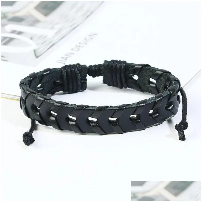 diy genuine leather bracelets for women european braided charm bangles cuff fashion men multilayer adjustable woven wrap beads party