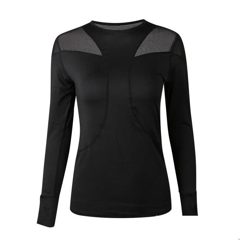 Sport Shirt Women Fitness Yoga Top Long Sleeve Sexy Mesh Patchwork Breathable Gym Clothing Quick Dry Running Tshirt5561416