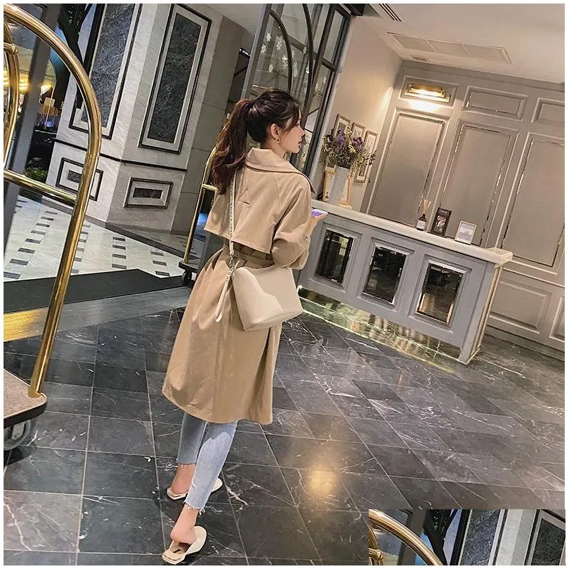 MISHOW Spring Womens Trench Coat Double Breasted Female Vintage Outwear Solid Tops Fashion Clothing MX20A7362 201030