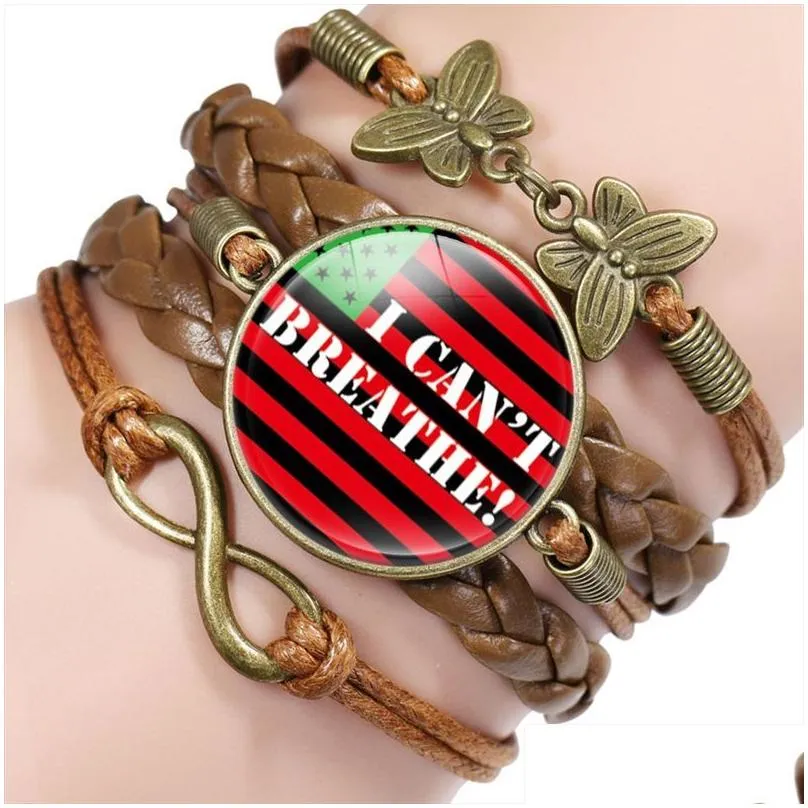 infinity black lives matter bracelets i cant breathe i have a dream letter men fashion leather wrap bangles women braid brown charm