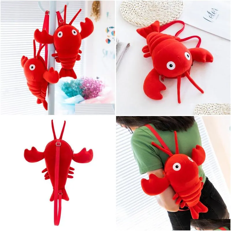 Creative new crayfish stuffed toy shoulder bag Cute cute girl cartoon crossbody bag hot sale