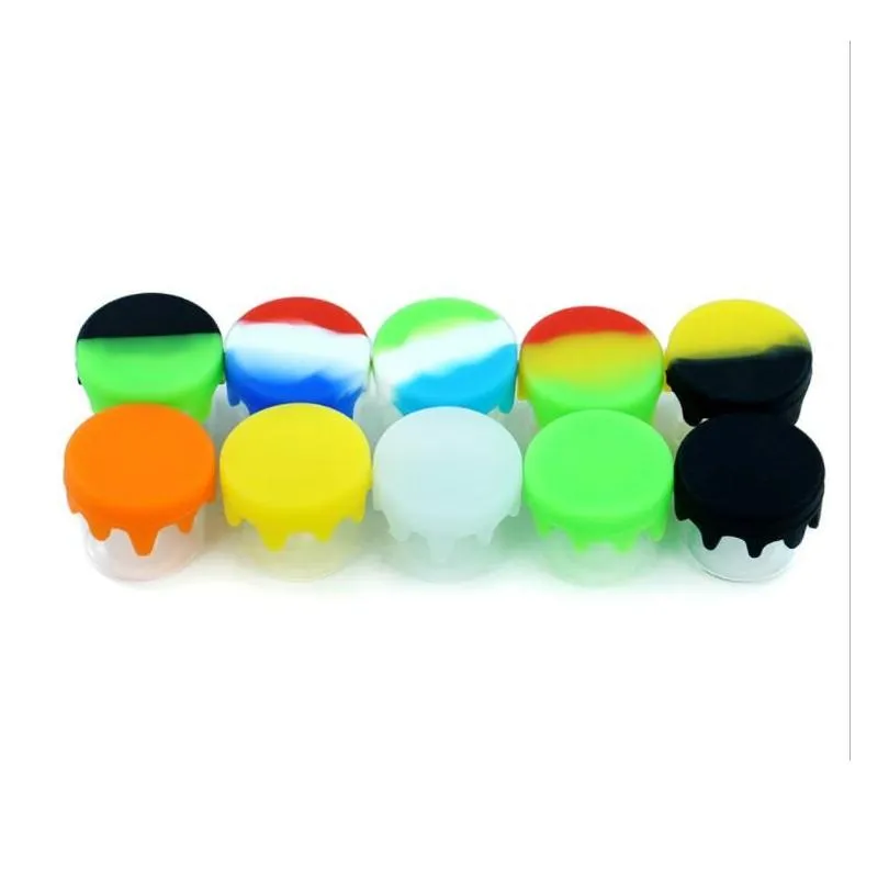 6ml Silicone Container Silicon Case Jars for smoking accessories tool Dab Oil Dry herb Wax Box dripping lid airtight cap