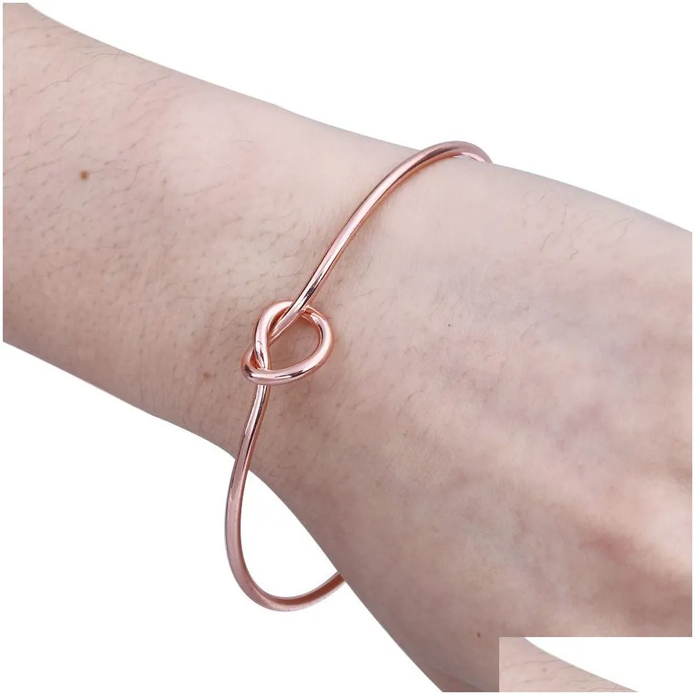 Cuff New Knot Bracelet Rose Gold Color Open Bangles Love Proposal Will You Be My Bridesmaid Good Friend Fashion Jewelry Gift Drop Del Dha3E