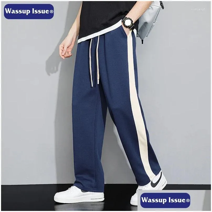 Men`s Pants WASSUP ISSUE Wide Leg Spring And Autumn Loose Fashion Casual Sanitary For SportS