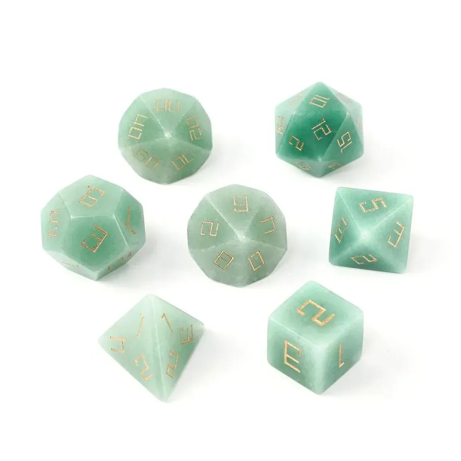 Natural Green Aventurine Polyhedral Loose Gemstones Dice 7pcs Set Dungeons & Dragons Stone Dice Set DND RPG Games Ornaments Spot Goods Wholesale Accept