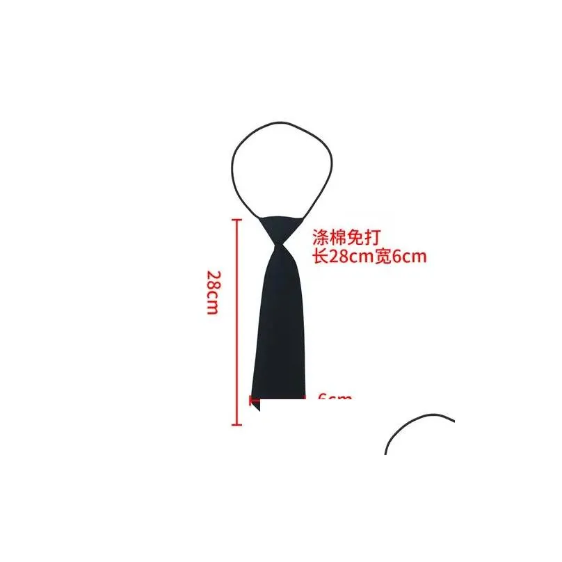 Bow Ties 38/48Cm Black Wine Red Korean Style Lazy Zipper Tie Men And Women Matching Shirt 5Cm Wedding Student Gifts Uniform Drop Deli Dhzhi