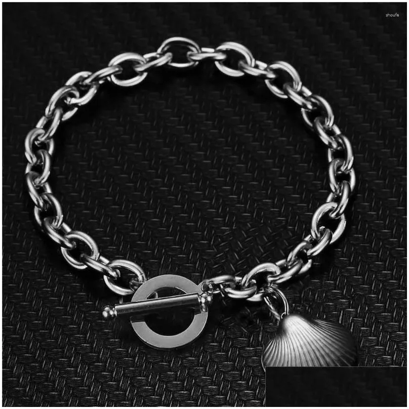 Charm Bracelets MinaMaMa Stainless Steel Chain Shell Starfish For Woman Toggle Bracelet Jewelry Gifts