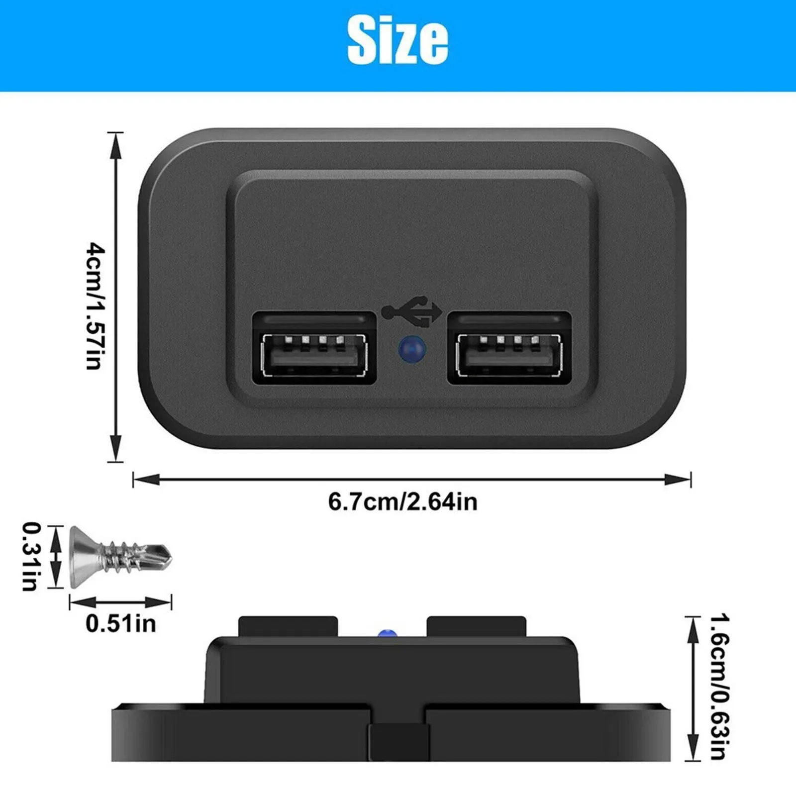 2024 Dual USB Car  Socket 4.8A 3.1A 12V/24V Motorcycle  Adapter Auto Truck Atv Boat Car Rv Bus Power Adapter Socket