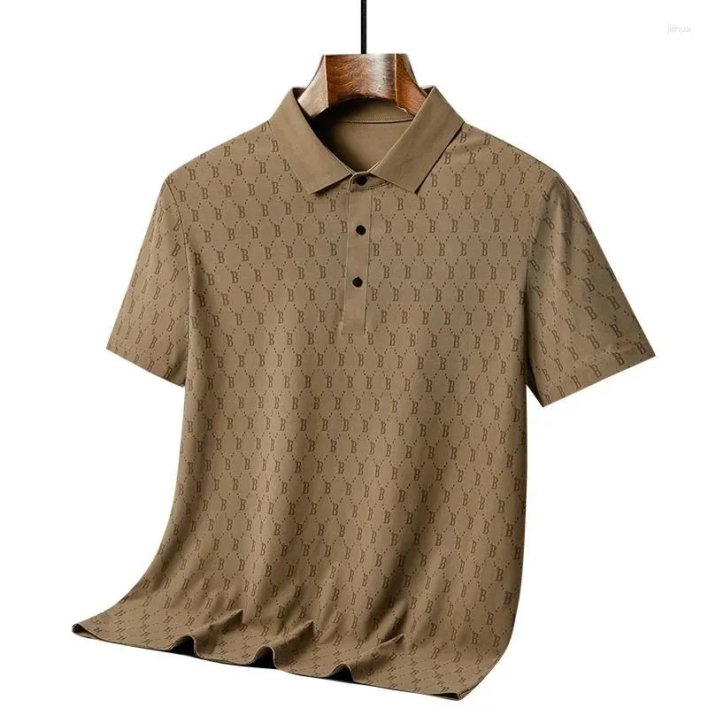 Men`s Polos Light Business Short-Sleeved Polo Shirt 2024 Summer Ice Silk Solid Color Simple Casual All-Match High-End T-shirt