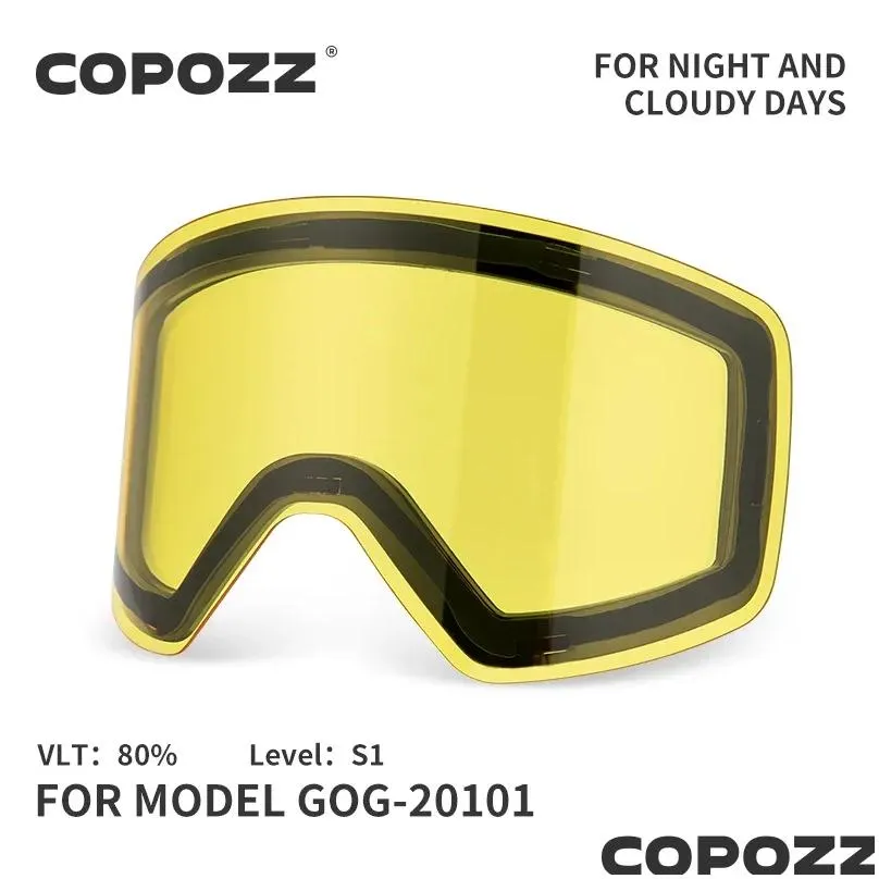 Goggles Replacement Ski Goggles Lenses Lens For COPOZZ Model20101 Antifog UV400 Ski Glasses Snowboard Eyewear Lenses (Lens Only)