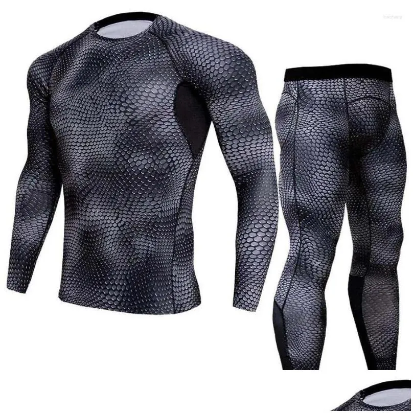 Men`s Thermal Underwear 2024 Rashguard MMA Compression Clothing Suit Tops & Tees Base Layer Leggings Men Bodybuilding Crossfit T-Shirt