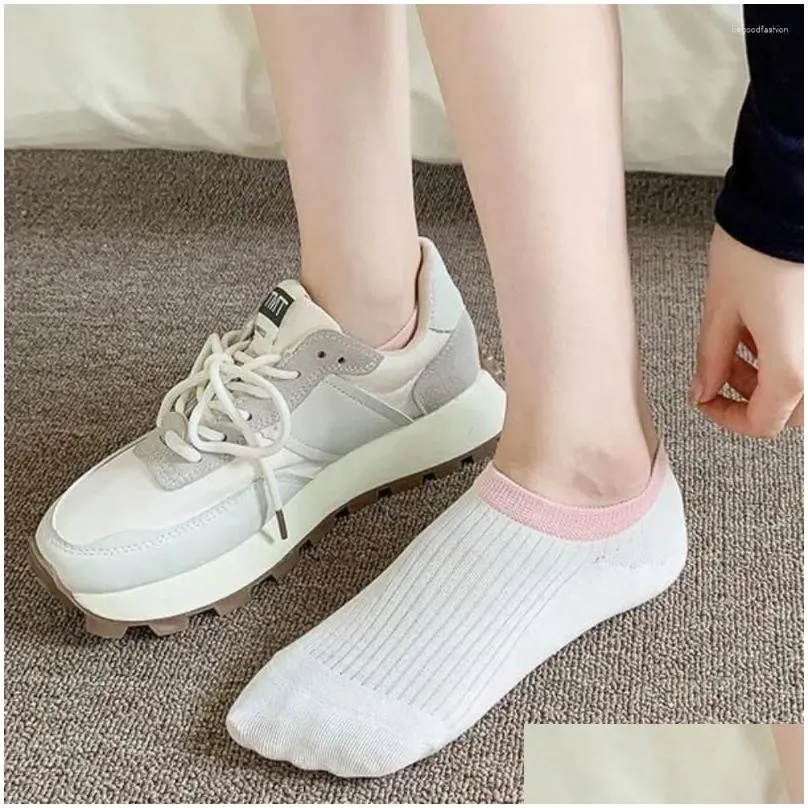 Women Socks Soft Invisible Boat Comfortable Elastic Cotton Summer Hosiery White Women`s Outdoor
