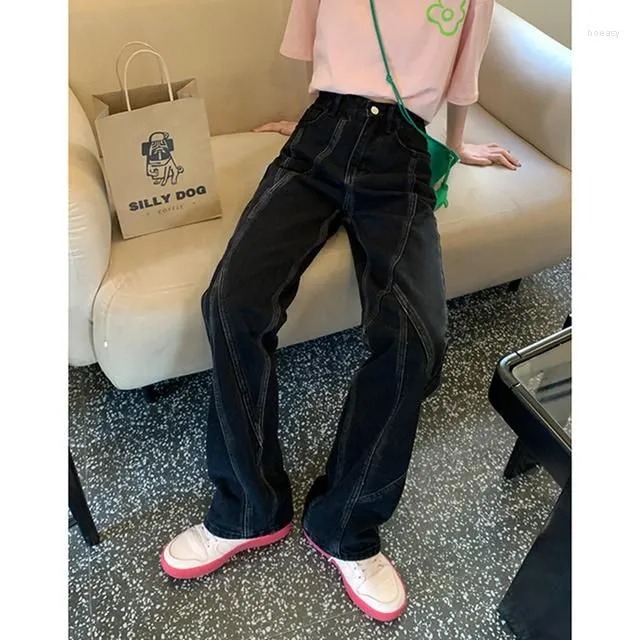 Women`s Jeans Women`s 2023 Black Vintage Woman`s High Waist Summer Wide Leg Denim Trouser Baggy Harajuku Streetwear Chic Design