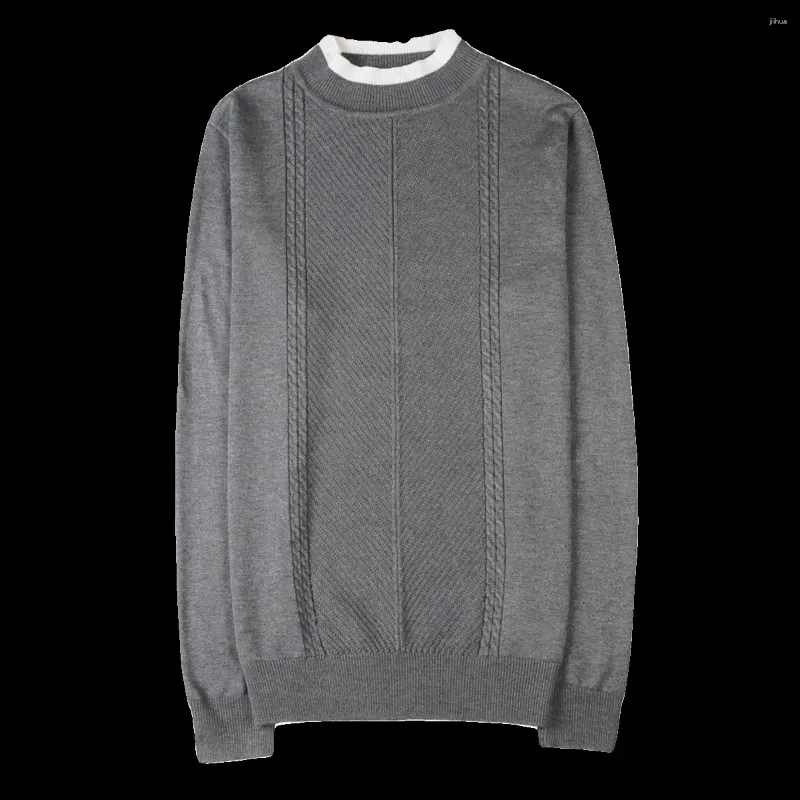 Men`s Sweaters Autumn And Winter Sweater Base Line Slim-fit Pullover Half High Neck Collar Color Matching