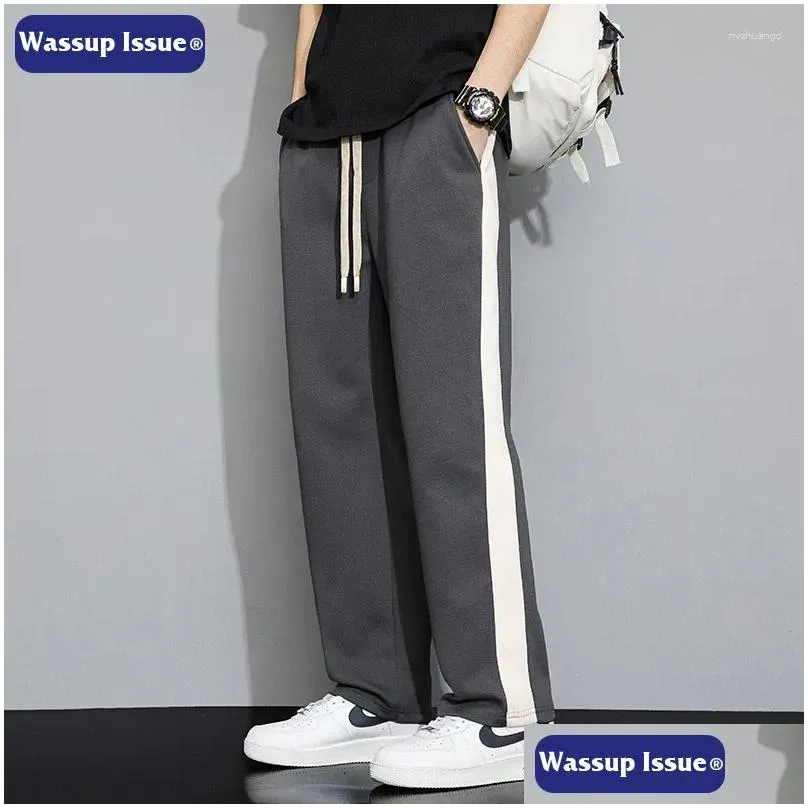 Men`s Pants WASSUP ISSUE Wide Leg Spring And Autumn Loose Fashion Casual Sanitary For SportS