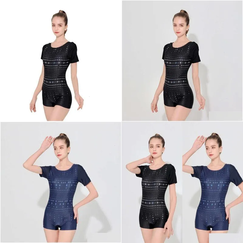 Women`S Swimwear 2024 New Sports One Piece Swimsuit Womens High Grade Off Back Colored Flat Drop Delivery Apparel Clothing Othnv