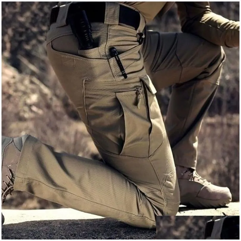 Men`S Pants Mens Tactical Cargo Men Outdoor Waterproof T Combat Military Camouflage Trousers Casual Mti Pocket Male Work Joggers Drop Dhc69