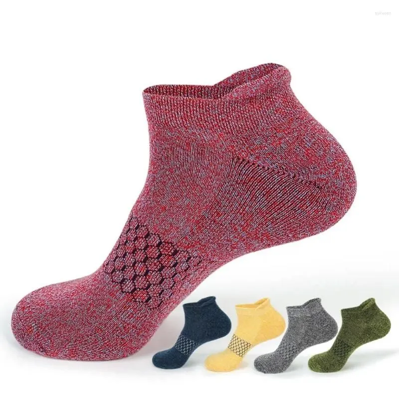 Men`s Socks Soft Ankle Fashion Cotton Absorb Sweat Athletic Antifriction Elastic Honeycomb Sports Outdoor