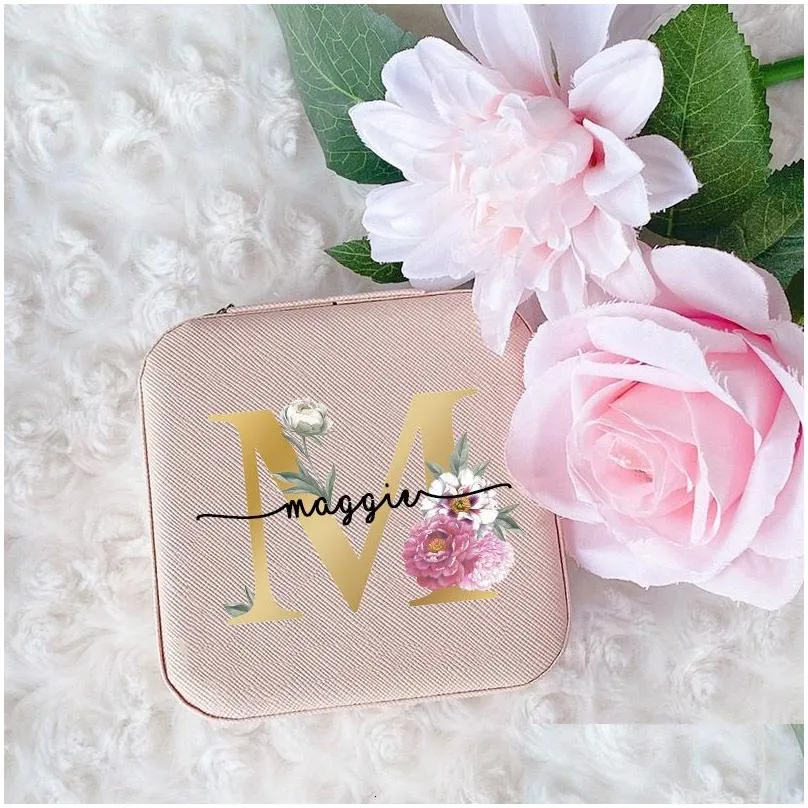 Jewelry Boxes Personalised Jewellery Box Travel With Name Perfect Wedding Bridesmaid Friends Gift Proposal Case For Her Drop Delivery Dh821