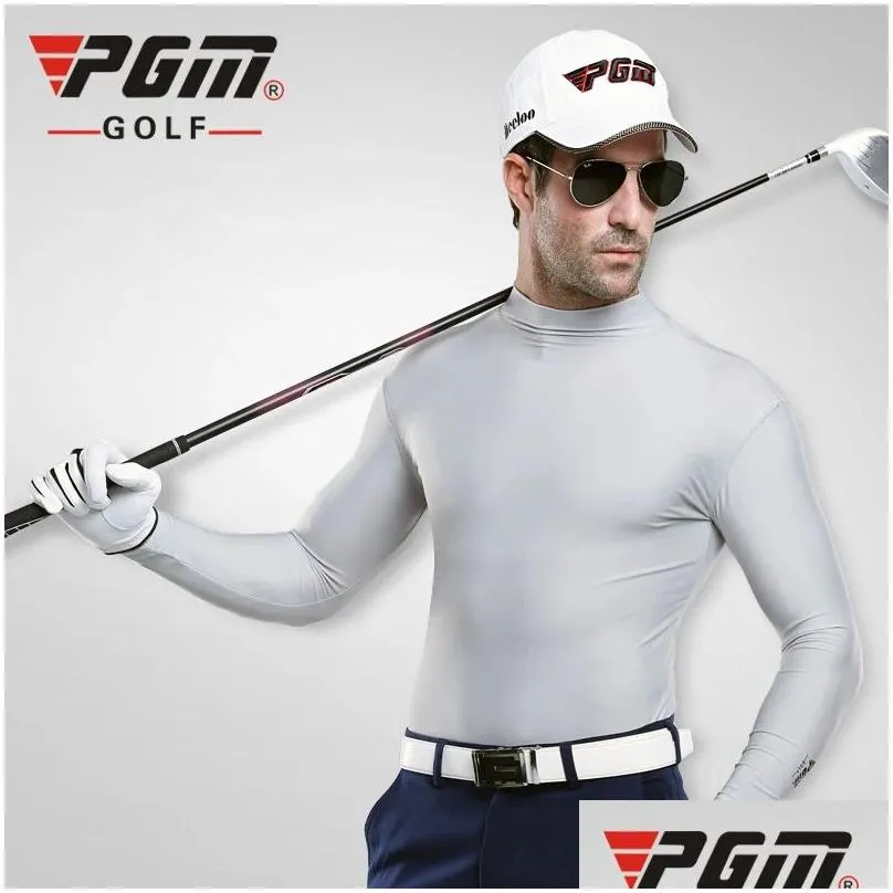 Shirts PGM Mens Sun Protection Shirt Ice Tights Long Sleeve T Shirt AntiUV Training Underwear Shirts Golf T Shirt Men