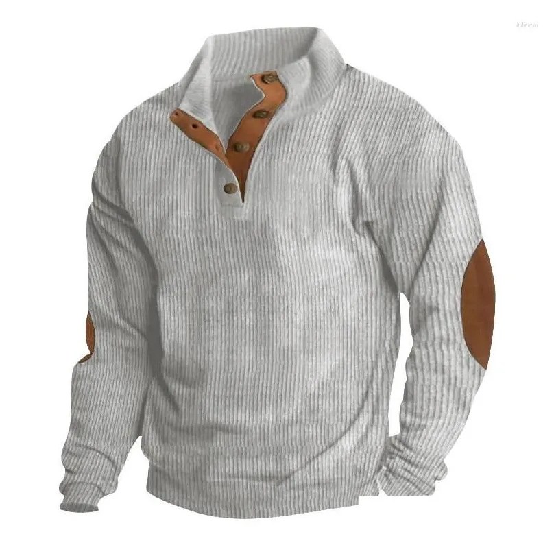 Men`s Sweaters Selling Spring And Autumn European Size Casual Standing Collar Long Sleeved Pit Stripe Corduroy Hoodies In Stock