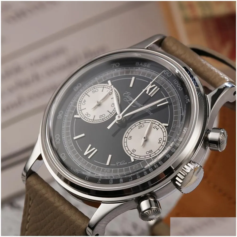 Wristwatches Escapement Timequartz Vk64 Movement Chronograph Watch 38Mm Case Waterproof 50M 230407 Drop Delivery Dhwns