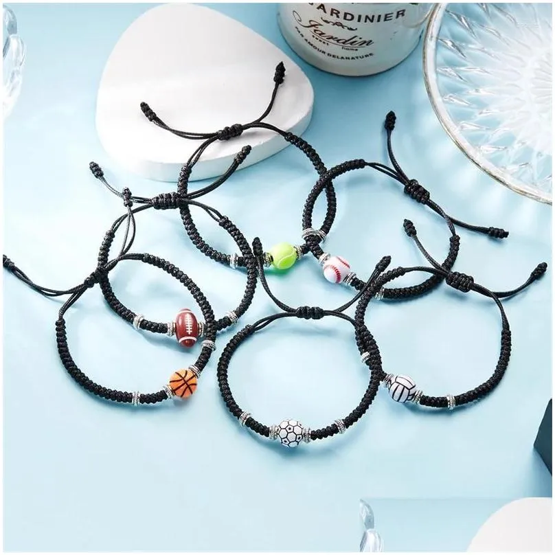 Charm Bracelets Minimalist Black Rope Braided Bracelet For Women Men Fashion Sports Style Basketball Soccer Friendship Jewelry Gifts