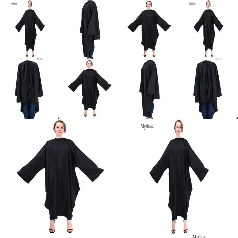 High Quality Black Waterproof Hair Cutting CapeBarbers Hairdresser Styling Hair Cloth Cape With SleevesBeauty Salon