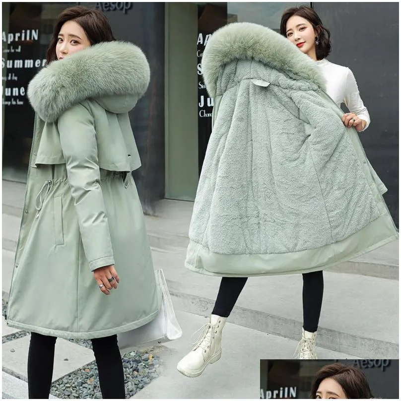 Womens Winter Jacket Plus Size Winter Clothes Women Hooded Coats Women Fur Collar Woman Parkas Down Jacket 5XL 201027