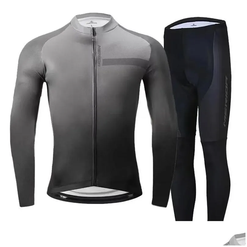 Sets Long sleeved (fleece) cycling suit autumn and winter mountain biking suit winter cycling pants