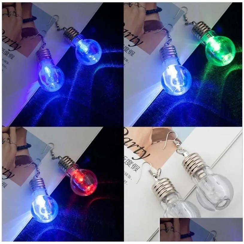 Dangle & Chandelier Korean Harajuku Personality Funny Nightclub Colorful Light Bulb Earrings Female 1 Pair13009