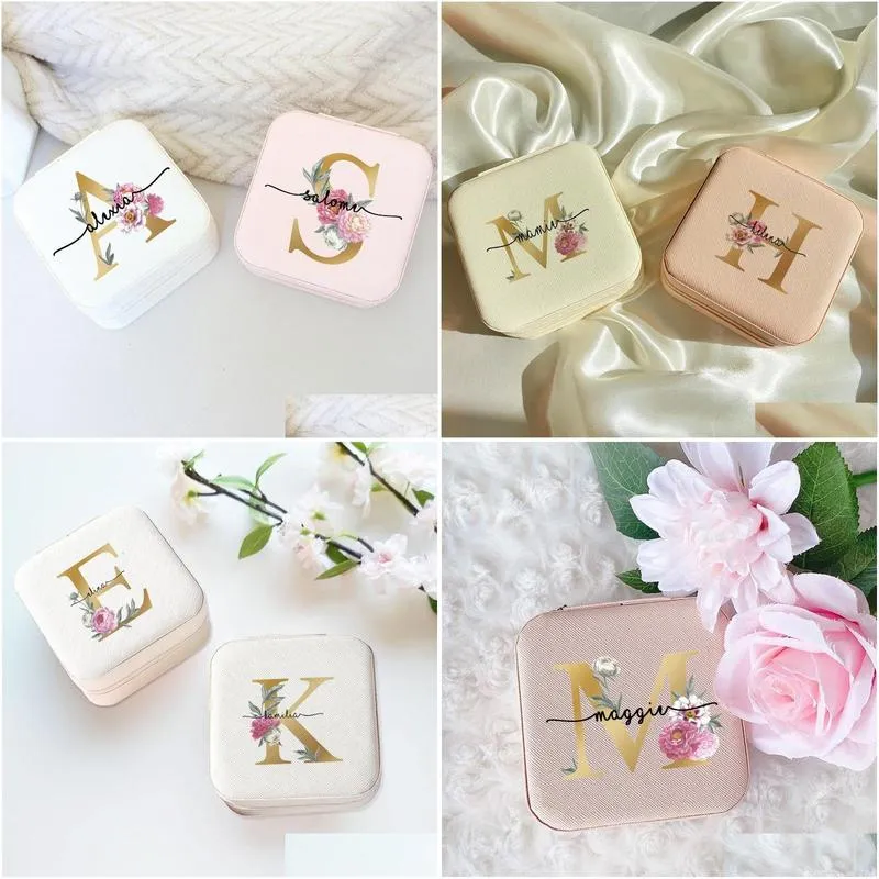 Jewelry Boxes Personalised Jewellery Box Travel With Name Perfect Wedding Bridesmaid Friends Gift Proposal Case For Her Drop Delivery Dh821