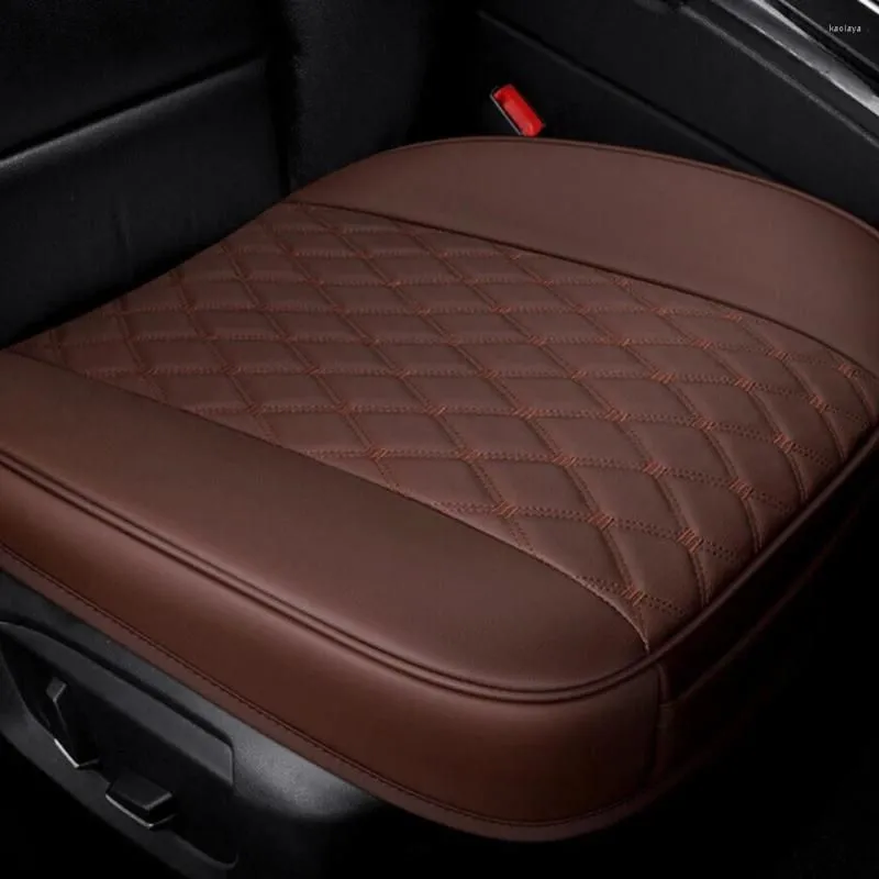 Car Seat Covers Soft Breathable Brown PU Leather Front Cover Pad Cushion Universal For Auto Truck Non-slip