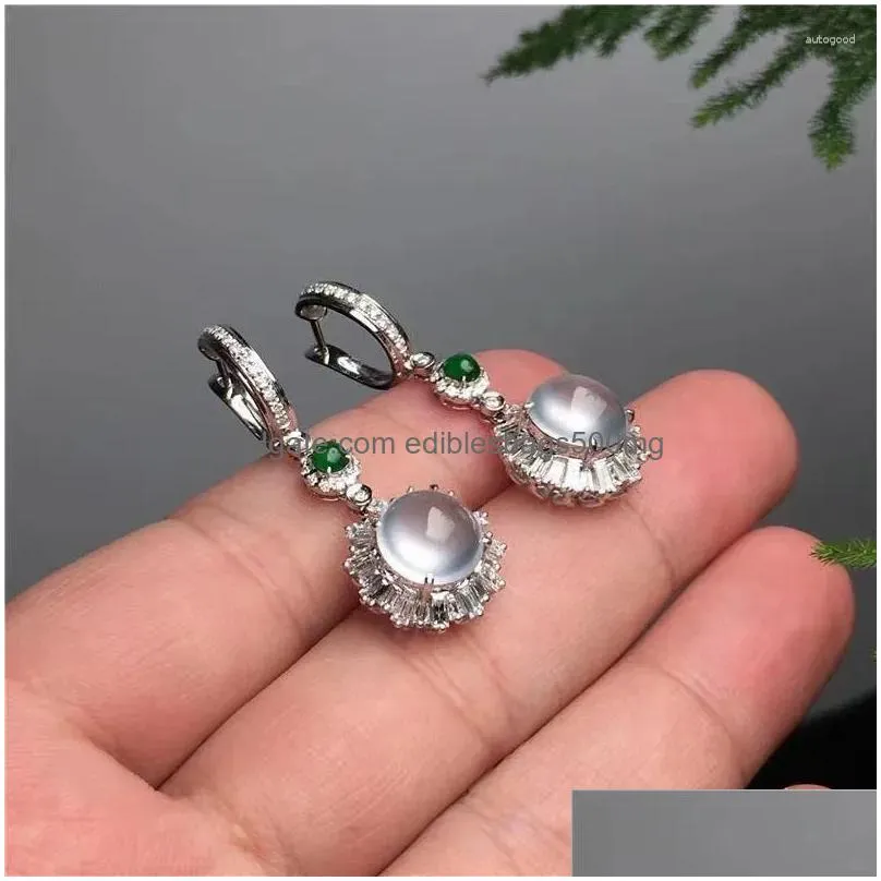 Dangle Chandelier Earrings Simple Fashion White Moonlight Gem Stone Jade Flowers Transparent Clear Pure Girl Temperament Romance Je Dhnqk