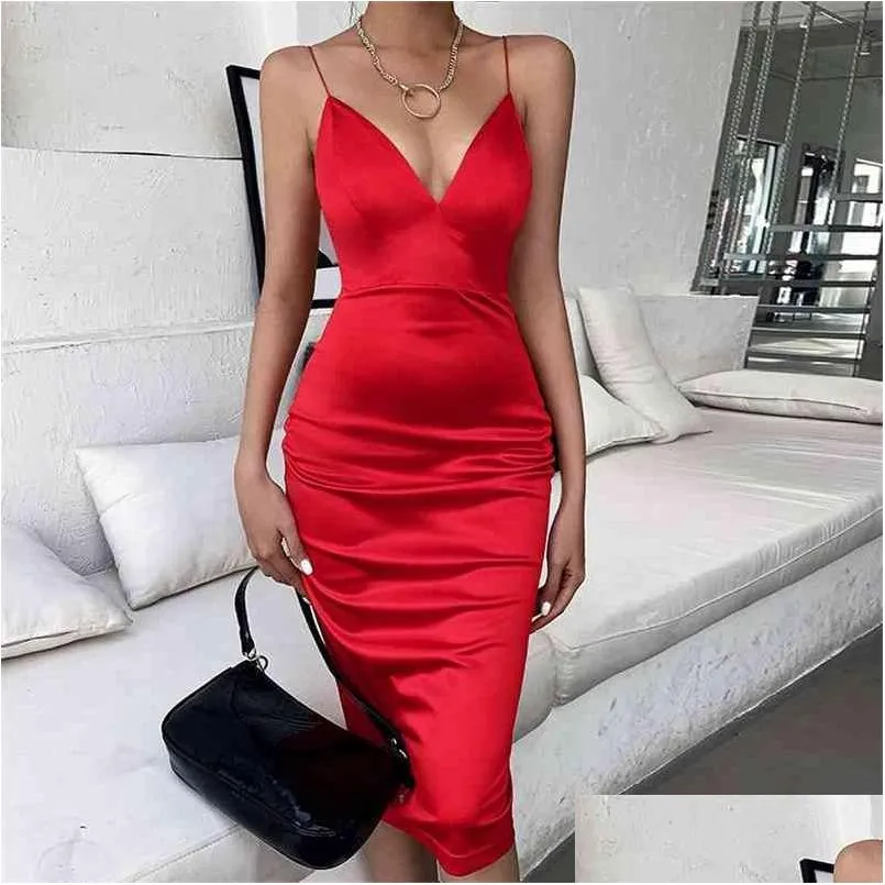 summer neon satin lace up women bodycon long midi dress sleeveless backless elegant party outfits sexy club clothes vestido 210428