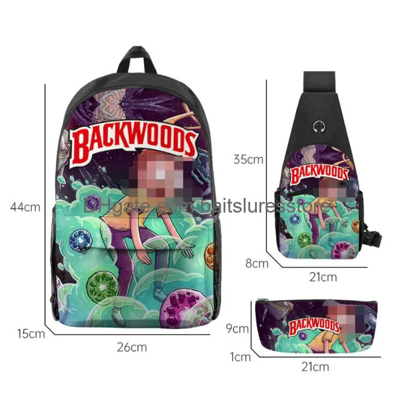 3d  backpacks red smell proof laptop shoulder schoolbag backwood print bag outdoor shoulderbags boys knapsack green