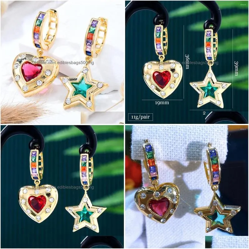 Dangle Chandelier Earrings Siscathy Trendy Luxury Cubic Zircon For Women Piercing Heart Star Asymmetrical Earring Party Prom Jewelr Dhyz2