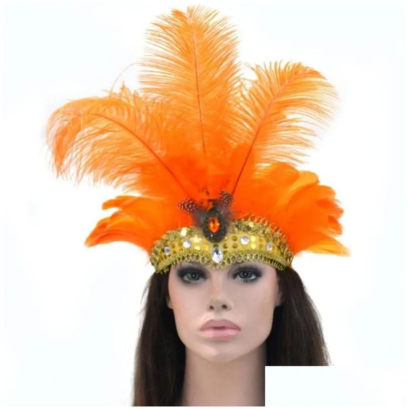 Halloween Supplies Women Sequins Feather Headband Show Dancing Party Headpiece 220720 Drop Delivery Toys Gifts Novelty Gag Dh6Di