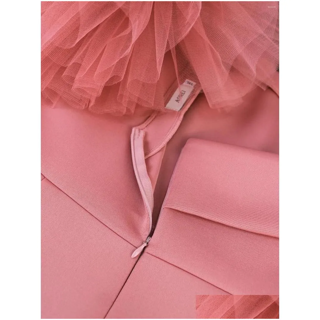 Plus Size Dresses Women`s Pink Rose Flower Dress Cold Shoulder High Waist Slim Sheath Evening Celebrate Birthday Wedding Guest