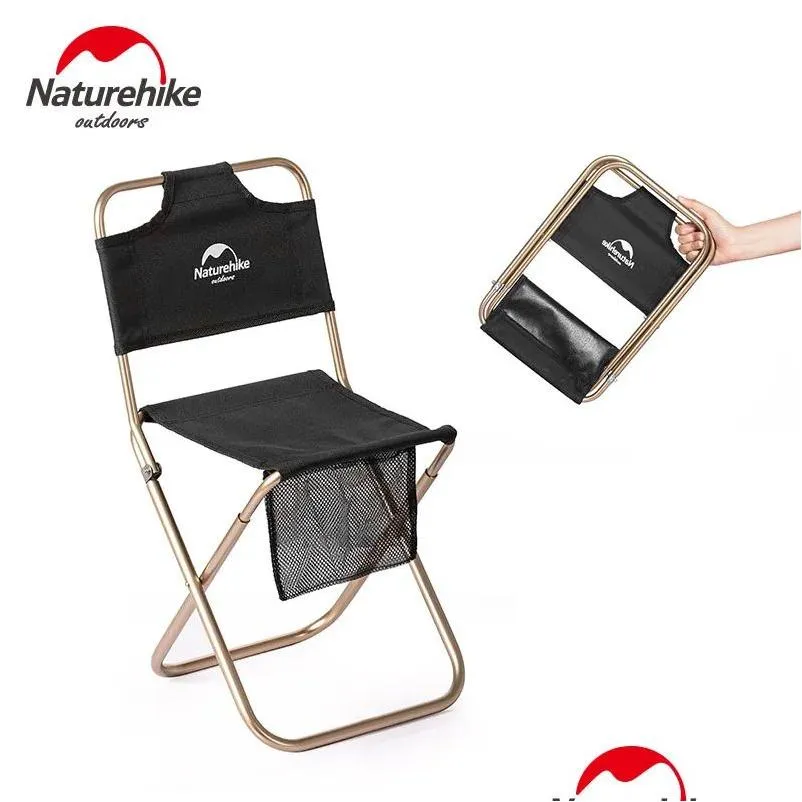 Furnishings Naturehike Outdoor portable folding chair picnic camping wearresistant aluminum leisure chair back fishing chair stool