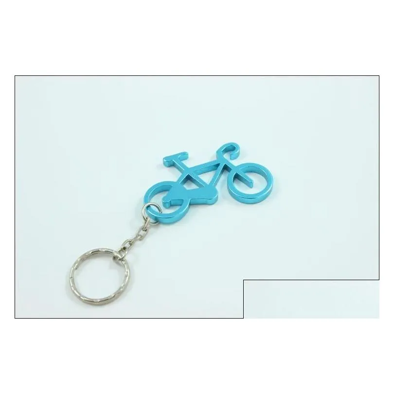 120pcs Mixed Colors Bicycle Key Chains Bike Key Rings Bottle Wine Beer Opener Bar Tool Metal Keychains Jewelry Keyrings Gifts268G