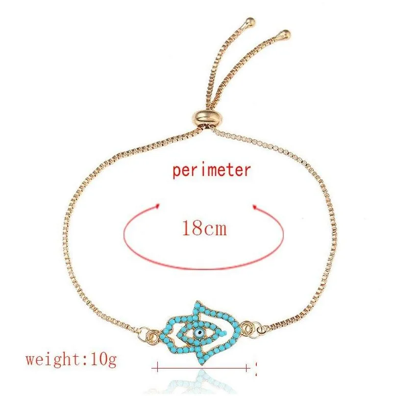 blue evil eye charm bracelets for women girls lady fashion hamsa hand fatima palm designs party wedding gifts jewelry with gold box