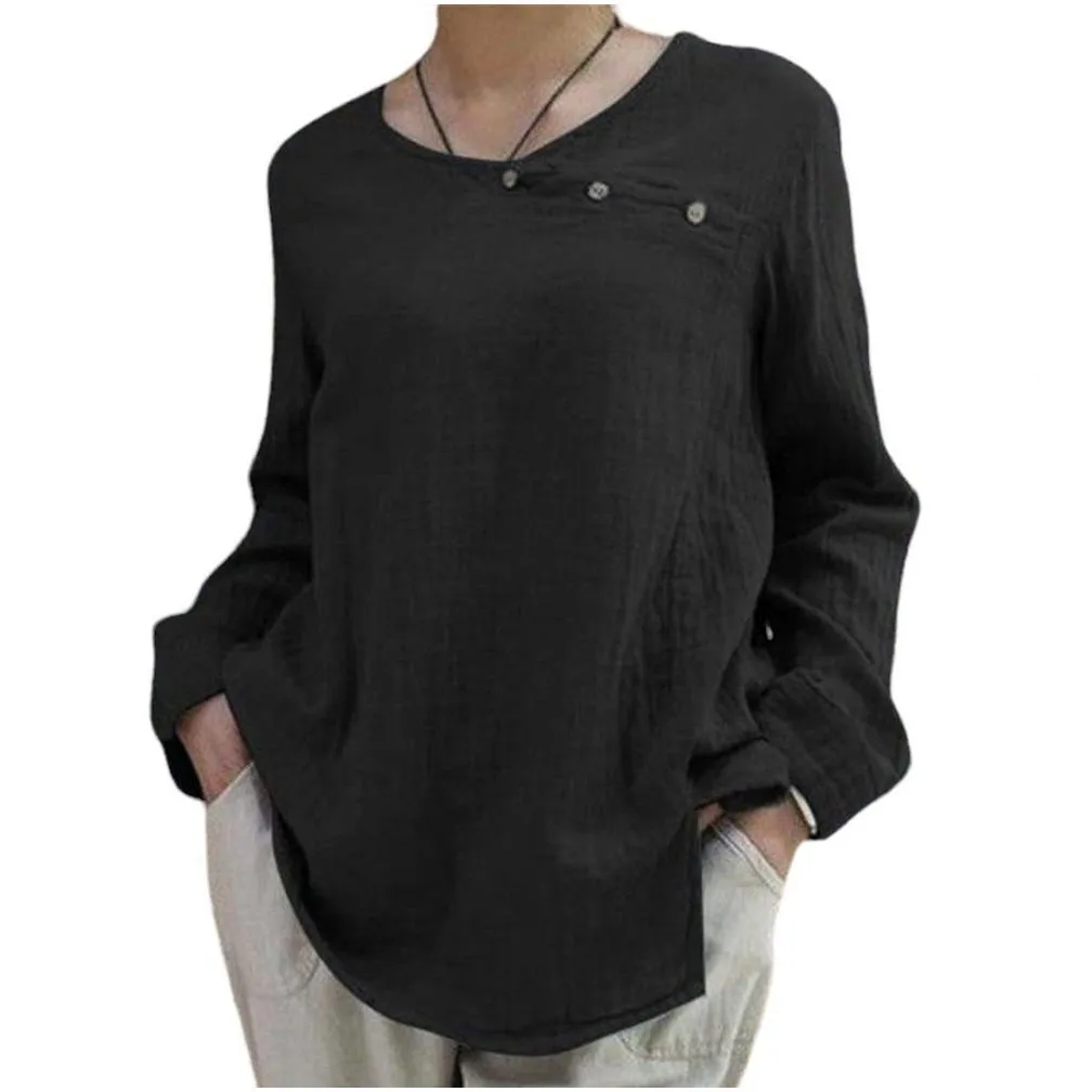 women`s Cott Linen Lg Sleeve Blouse Tops Ladies Casual Loose T-Shirt Tee Plus Size Solid Clothes Clothing 2024 For Female p0SB#
