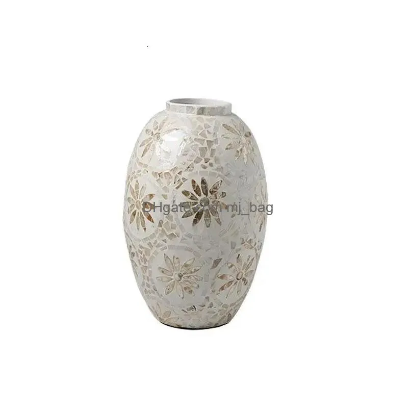 Decorative Objects & Figurines Figurineshandmade Shell Vase Creative Woodiness Desktop Dried Flower Vases Arrangement Home Decoration Dhn9W