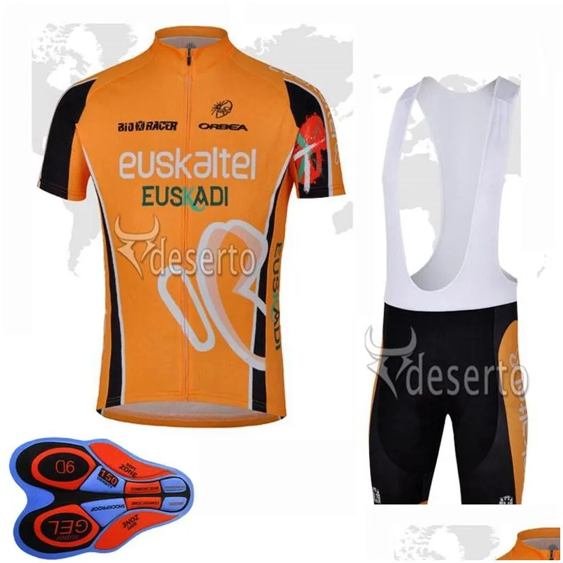 Sets EUSKALTEL Team Ropa Ciclismo Breathable Mens cycling Short Sleeve Jersey (Bib) Shorts Set Summer Road Racing Clothing Outdoor