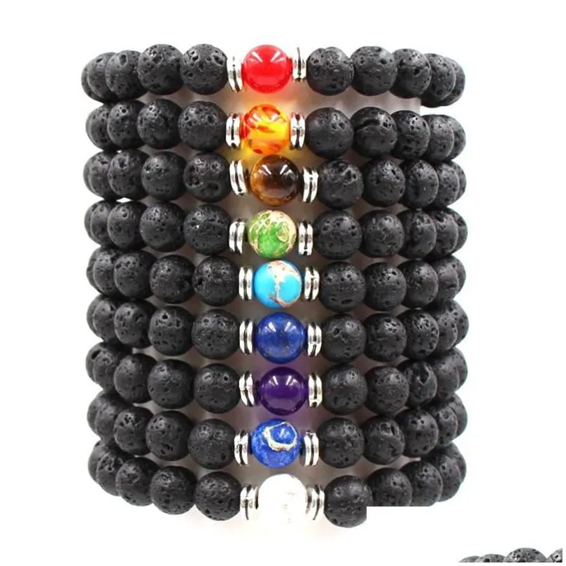 lava rock stone bead bracelet chakra charm natural stone essential oil diffuser beads chain for women men fashion crafts jewelry