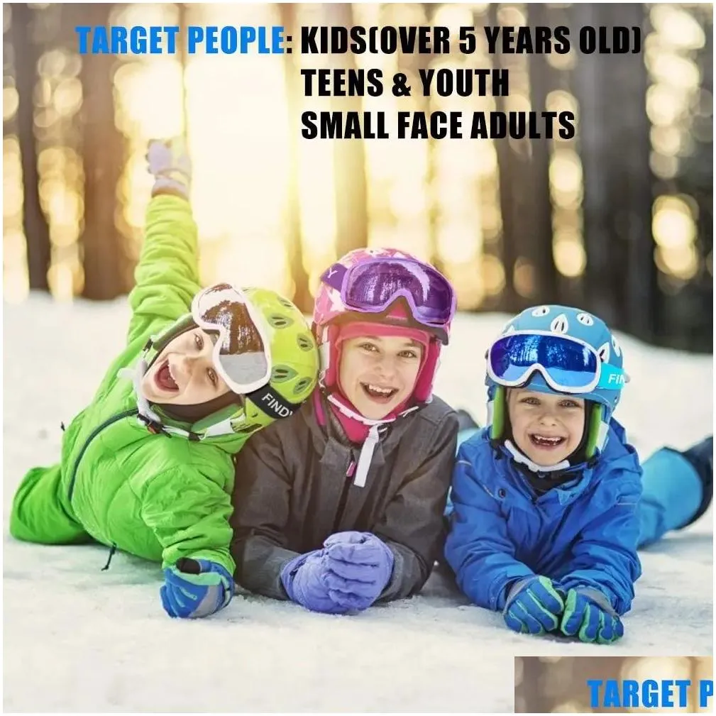 Goggles Findway Kids Ski Mask Anti UV Anti Fog Ski Goggles Ski Mask OTG Ski Goggles Compatible with Ski Snowboard Helmet Winter Sports