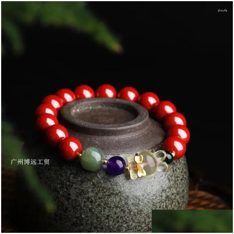 Charm Bracelets Natural Raw Mineral Cinnabar High Content Of Emperor`s Bracelet Yellow Crystal Female Born Year